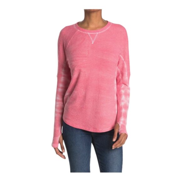 Sweet Romeo Tops - Sweet Romeo XL Dusty Pink Tie Dye Waffle Knit Long Sleeve Top NWOT